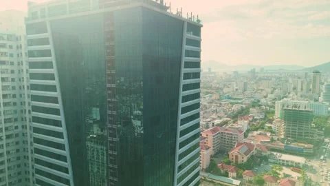 Panoramic cityscape of da nang revealing modern skyscrapers, ongoing Stock Footage 312216083