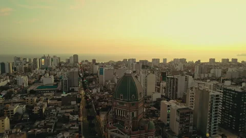Panoramic Cityscape of Lima at Dusk in Lima, Peru Stock Footage 339497199