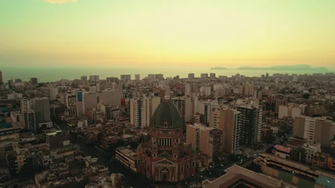 Panoramic Cityscape of Lima at Dusk in Lima, Peru Stock Footage 342737710