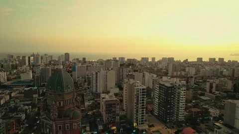 Panoramic Cityscape of Lima at Dusk in Lima, Peru Stock Footage 344158345