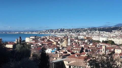 Panoramic Cityscape Over Old Town and Bay, Nice Stock Footage 329588548