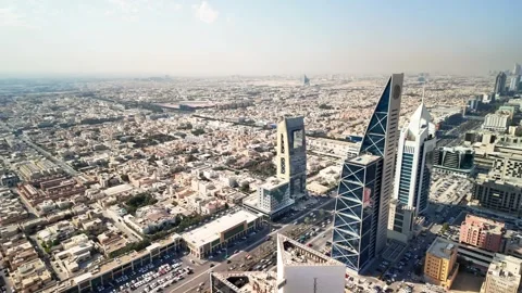 Panoramic cityscape of Riyadh Saudi Arabia showing urban skyline Vídeos de archivo 308675663