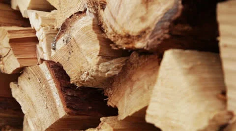 Panoramic close-up firewood Video stock 23064647