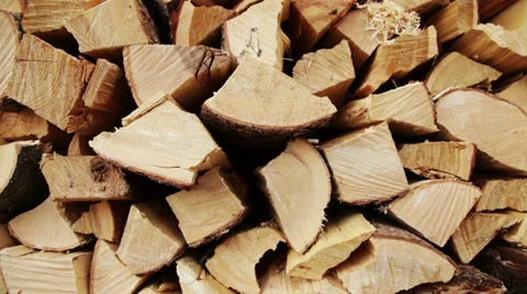 Panoramic Close-up Firewood Stock Footage 33898615