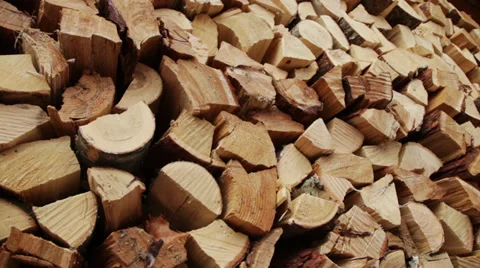 Panoramic Close-up Firewood Stock Footage 33898617