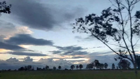Panoramic of clouds while traveling by car Stock Footage 200289845