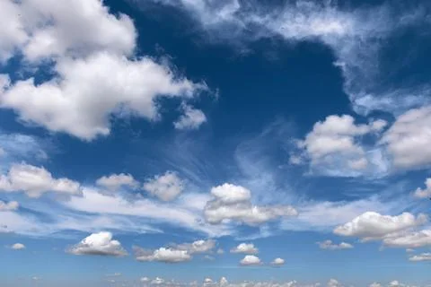 Panoramic Cloudscape With Blue Summer Sky Stock Photos