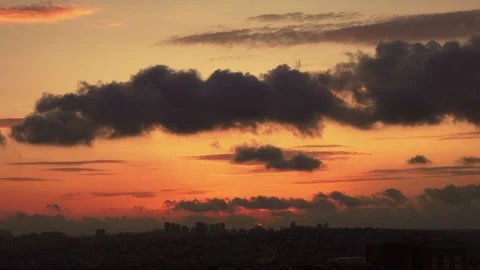 Panoramic cloudy sky in sunset, time-lapse Stock Footage 140320968