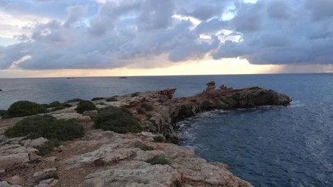 Panoramic of the coast of cape martinet in Ibiza Stock Footage 101520580