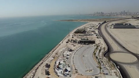 Panoramic Coastal Infrastructure Project in Al Khobar Stock Footage 333902060