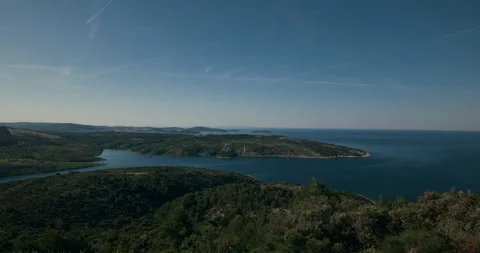 Panoramic Coastal View over the Adriatic near Primosten Video stock 336928637