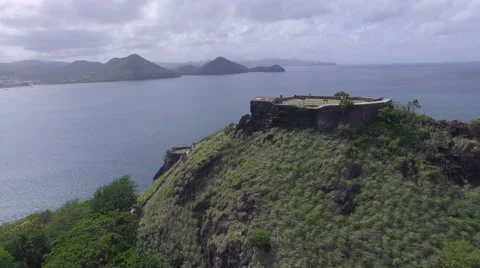 Panoramic of coastlines and mountains - Saint Lucia Stock Footage 61859786
