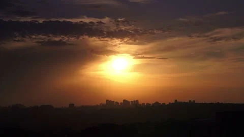 Panoramic colorful view of sunset, time lapse Video stock 140325629