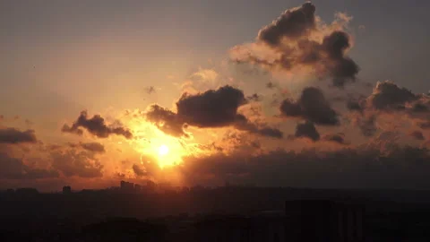 Panoramic colorful view of sunset, time lapse Stock-Footage 140329895