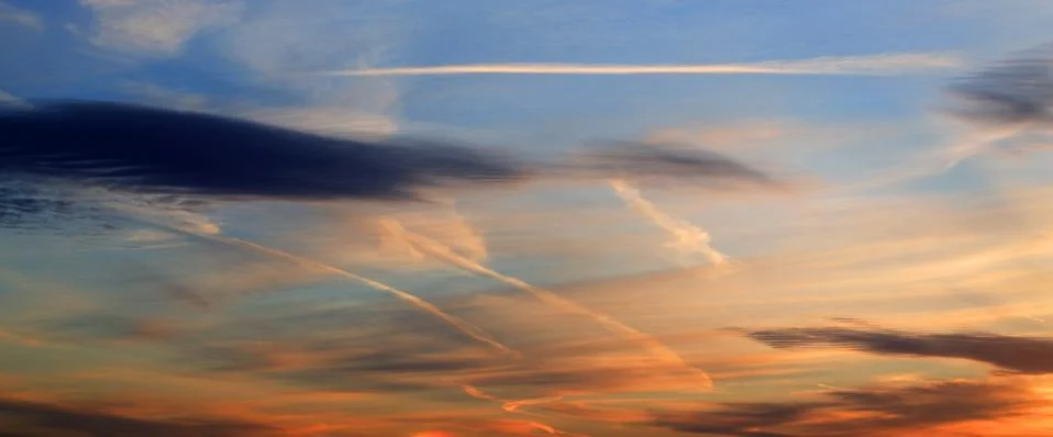 Panoramic colourful sunset Stock Photos
