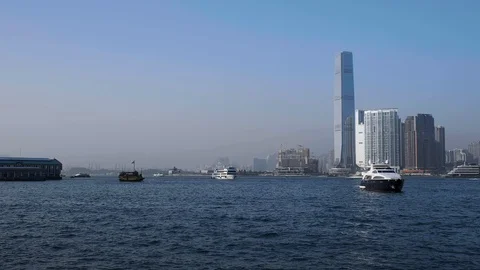 Panoramic Day View on Hong Kong Kowloon Stock-Footage 128360375