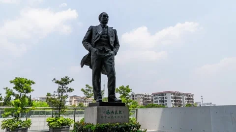 Panoramic Daytime Timelapse of Sun Yat-sen Statue in Guangzhou, 4K Stock Footage 339640953