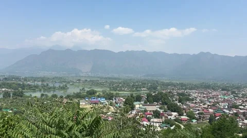 Panoramic Daytime View of Srinagar City from Hari Parbat Hill, Kashmir Video stock 338040428