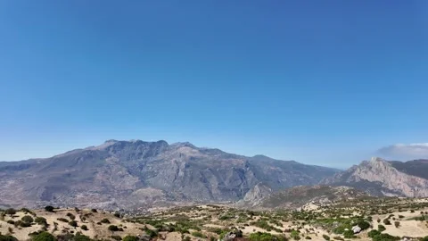 Panoramic Desert Mountain Landscape with Clear Blue Skies Stock Footage 302763252