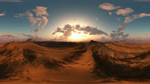 Panoramic of desert at sunset. made with the one 360 degree lense camera without Video stock 66764864