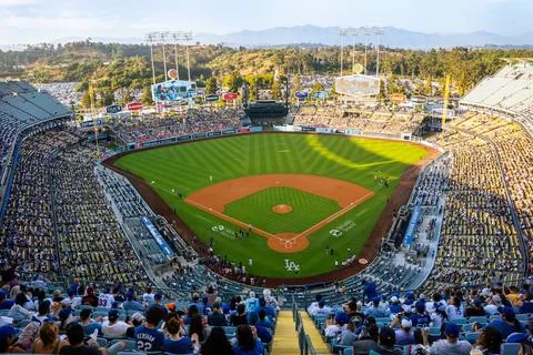 Panoramic of Dodger stadium Stock Photos