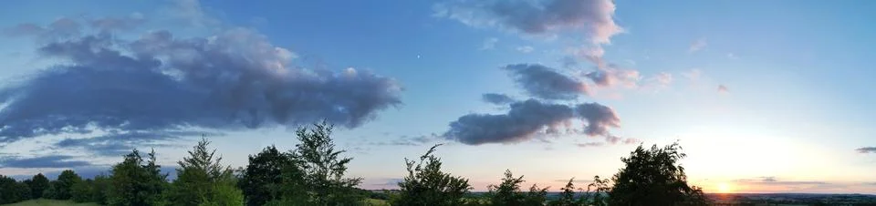 Panoramic Dramatic Clouds and Sky over the Luton City Stock Photos