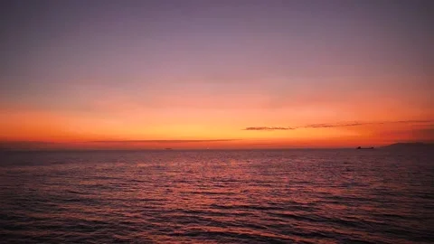 Panoramic dramatic sunrise sky and tropical sea Stock Footage 135094193