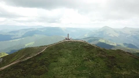 Panoramic drone flight of the mountain top Stock Footage 137921460