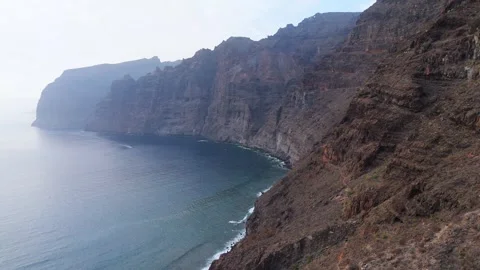 Panoramic Drone Flight Near Los Gigantes Cliffs, Tenerife, 4K Stock Footage 314735320
