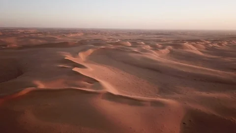 Panoramic drone flight over sand dunes in desert landscape Saudi Arabia Stock Footage 125783496