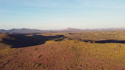 Panoramic Drone Fly Over Of Blooming Desert Landscape In AZ Stock Footage 345417332