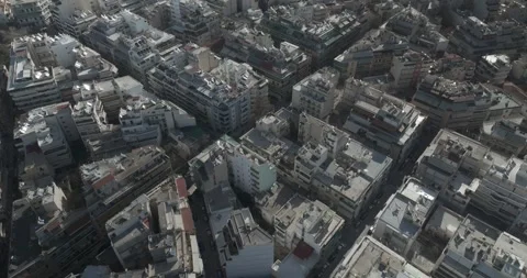 Panoramic Drone Flyover of Central Athens and City Streets, Greece Stock Footage 344005279