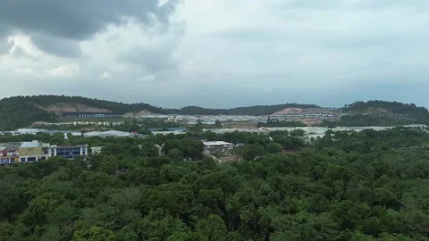 Panoramic drone journey over a verdant landscape, balancing nature's expans.. Video stock 335127312
