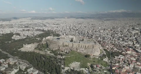 Panoramic Drone Orbit Around the Acropolis Over Athens, Greece Stock Footage 344005120