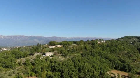 Panoramic drone shooting at the Acropolis tower of Civitavecchia Arpino Stock Footage 147385194