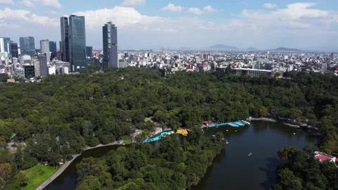 Panoramic drone shot of Chapultepec park and castle, Mexico City, Mexico 4K Stock Footage 161829226