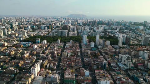 Panoramic drone shot of the city of Lima Stock Footage 293644464