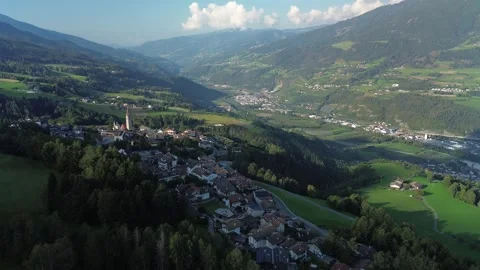 Panoramic Drone View of Alpine Village, near Brixen, South Tyrol Stock Footage 344008962