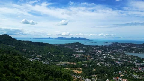 Panoramic Drone View of Bo Phut and Koh Phangan, Koh Samui, Thailand Stock Footage 339396130