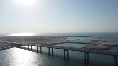 Panoramic Drone View of King Fahd Causeway Stock Footage 334744357