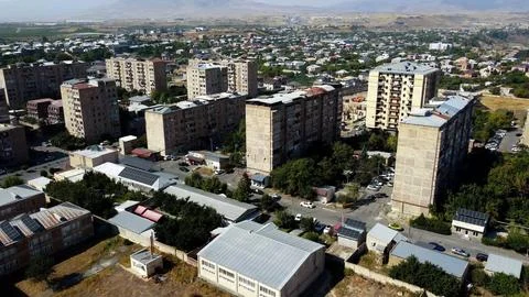 Panoramic drone view of landscape , aerial view of a drone Stock Photos