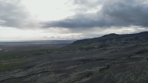 A panoramic drone view of the landscape in Iceland. Stock Footage 282799946