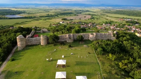 Panoramic drone view of the medieval Neoutzikon Fortress, Bulgaria. Stock Footage 311042015