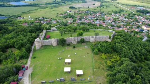 Panoramic drone view of the medieval Neoutzikon Fortress , Bulgaria. Stock Footage 311042017