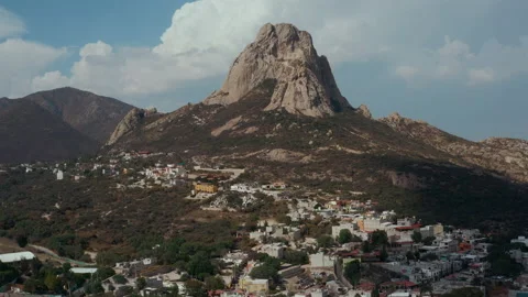 Panoramic drone view of Mexican city Pena de Bernal Stock Footage 172428186