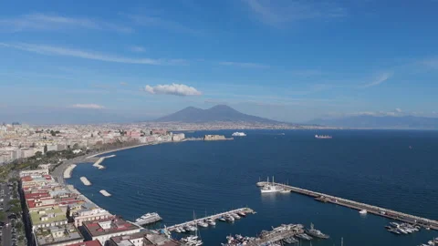 Panoramic drone view of Naples, Mount, Posillipo, Italy, north viewpoint Stock Footage 314005714