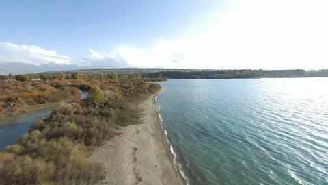 Panoramic drone view of nature landscape with mountains and forest 写真素材