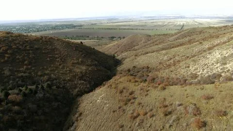 Panoramic drone view of nature landscape with mountains and forest Fotos de archivo