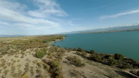 Panoramic drone view of nature landscape with mountains and forest Stock Photos