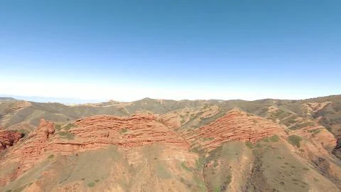 Panoramic drone view of nature landscape with mountains and forest Fotos Stock